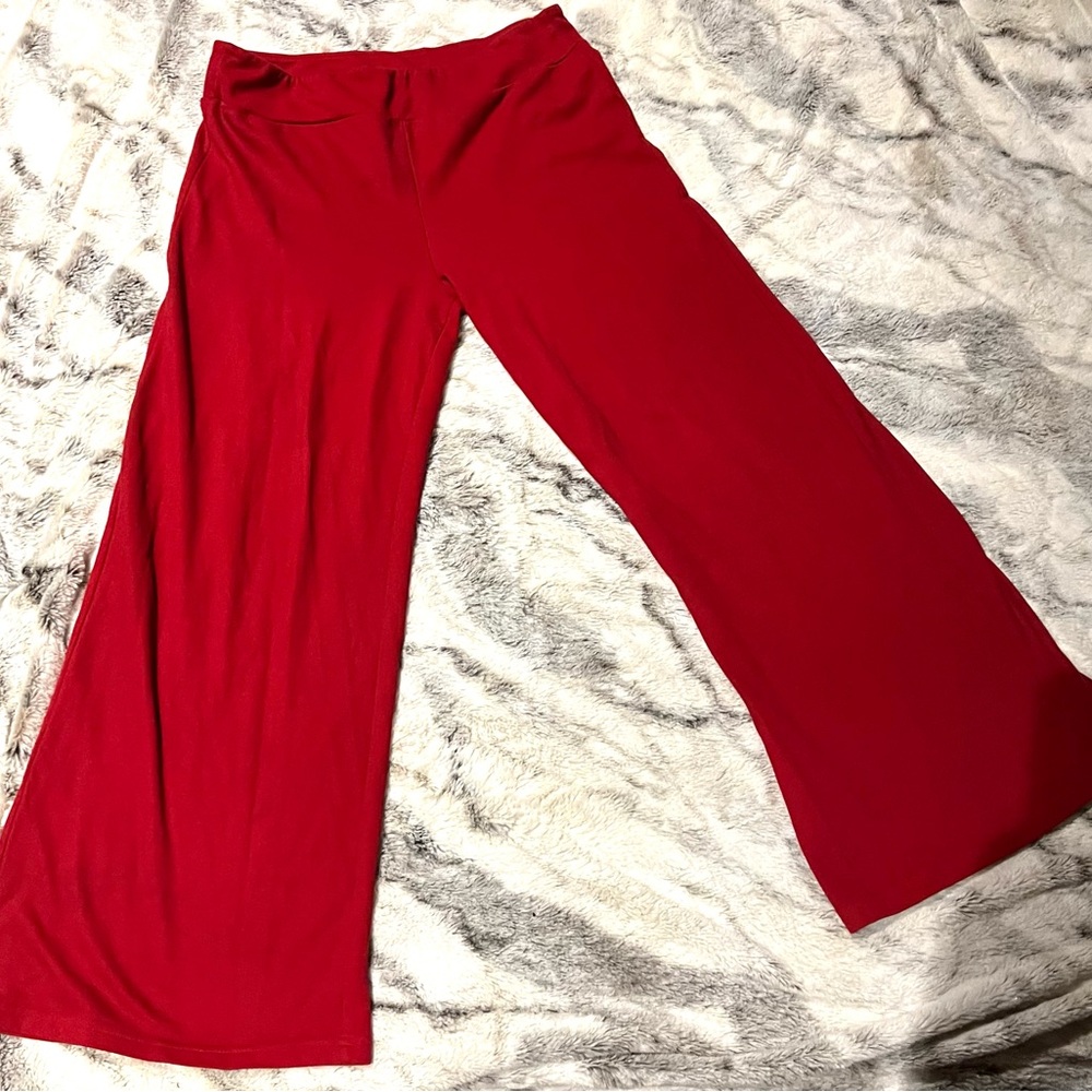 Women's Wide-Leg Pull-On Pants in Vibrant Red L 2 Fly Co.